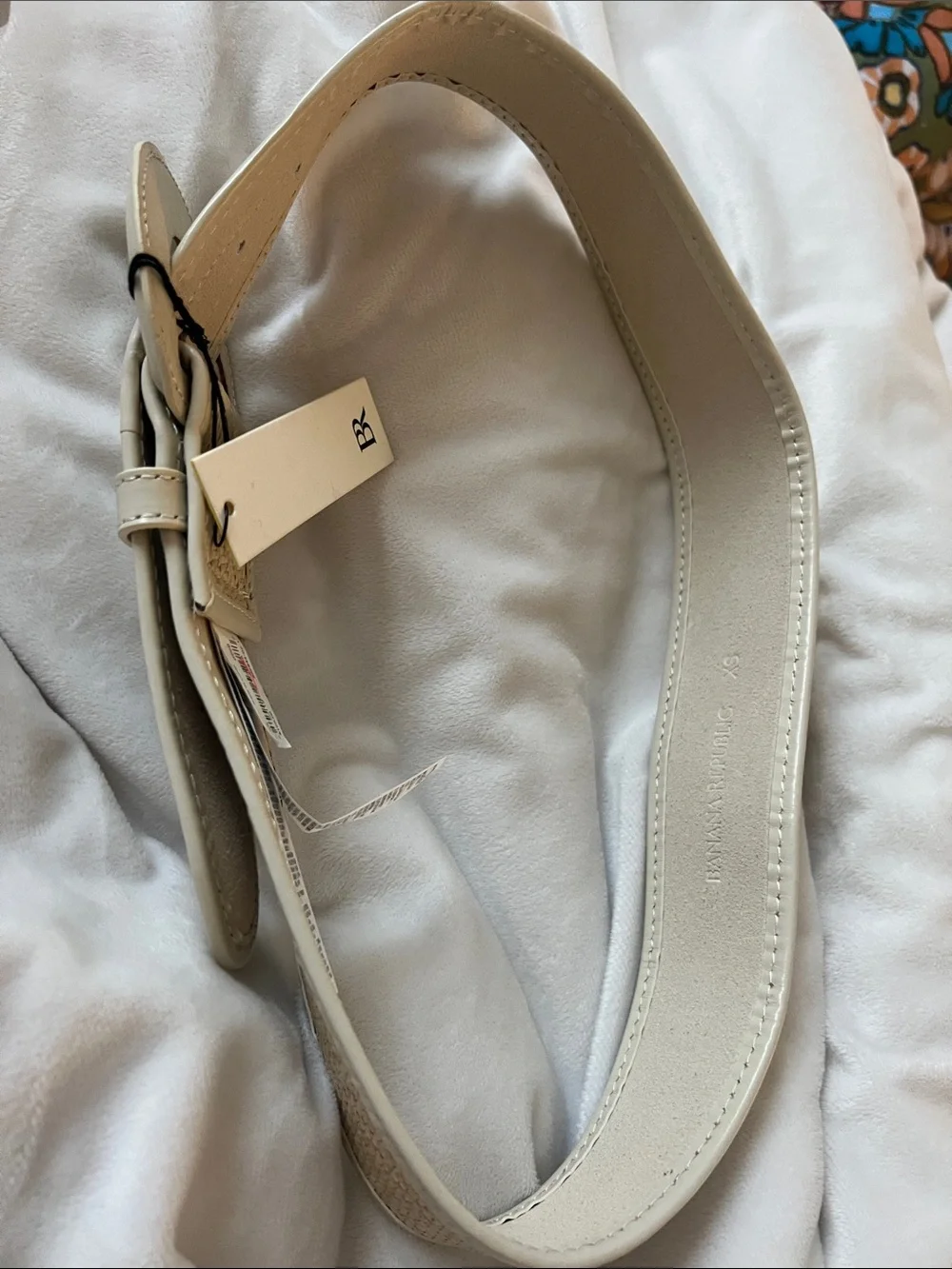 Banana Republic Beige Riviera Linen + Leather Belt Sz M, XS NWT summer